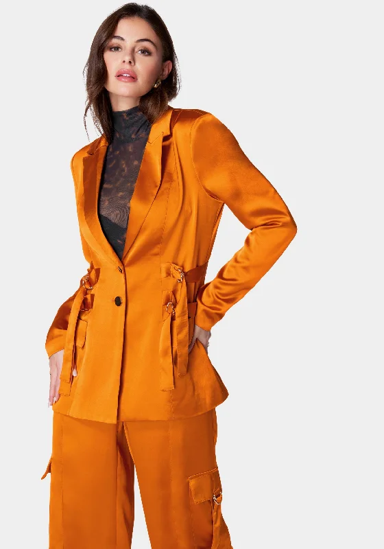 Single item design Stylish raincoat Tailored Satin D Ring Blazer