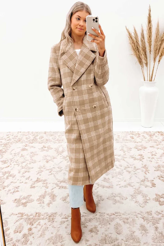 Classic Retro Custom-fit jacket The Dreamer Coat Beige Plaid