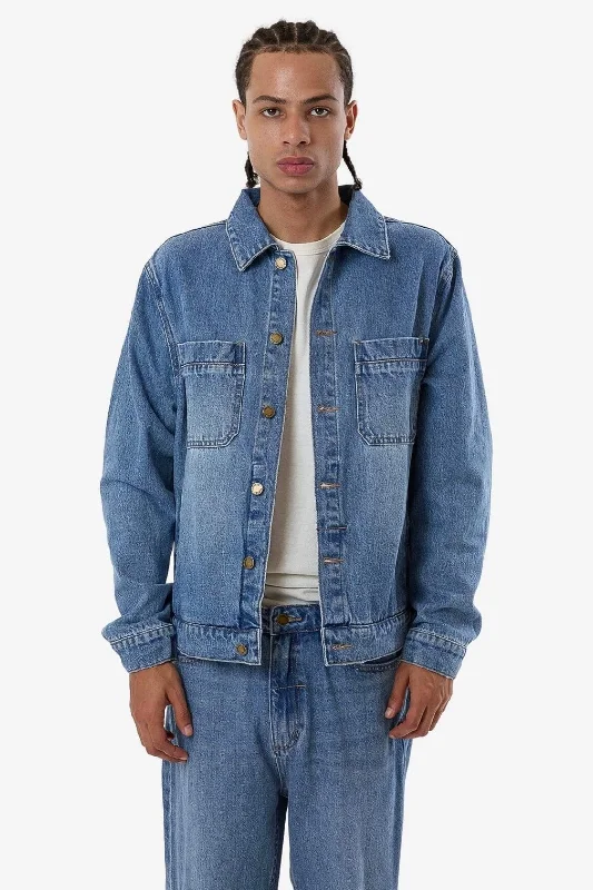 Hip-hop Style Canyon Oversized Jacket Dust Blue