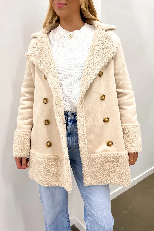 Elegant Style Reversible jacket Timothy Sherpa Coat Cream