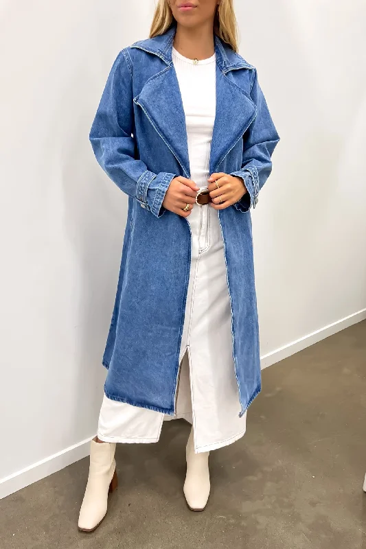 Luxury and fashionable Denim jacket Tori Denim Trench Mid Blue