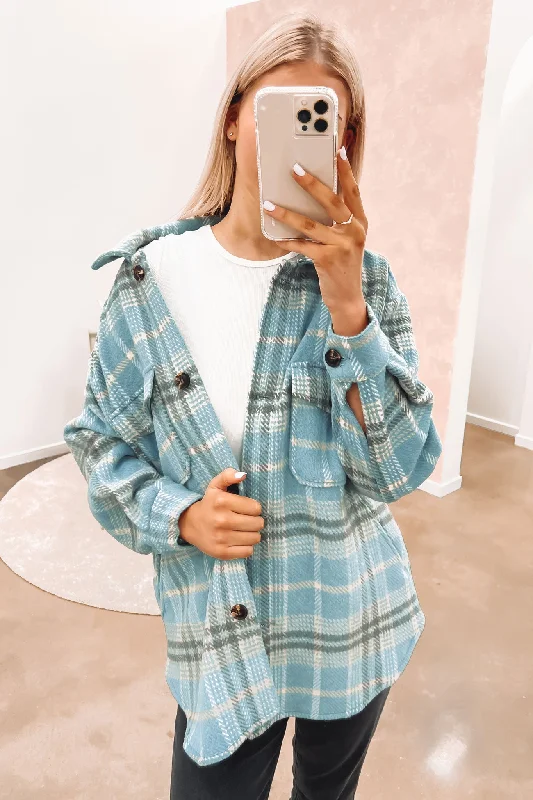 Single-shoulder Neck Design Down vest jacket Torie Shacket Blue