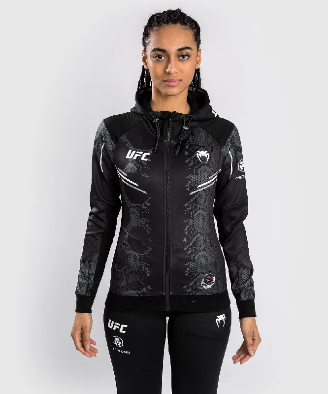 Retro Stripes Cropped biker jacket UFC Adrenaline by Venum Authentic Fight Night  Women’s Walkout Hoodie - Black