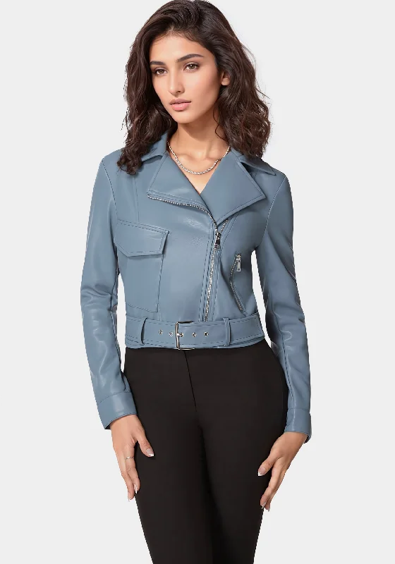 Sports outdoor style Rain-ready jacket Vegan Leather Zipper Detail Moto Jacket