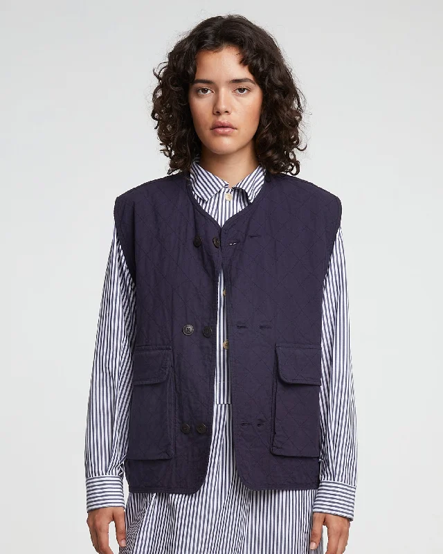 Street Casual Style Turtleneck jacket G.o.D Battle Vest Mighty Cotton Dark Navy