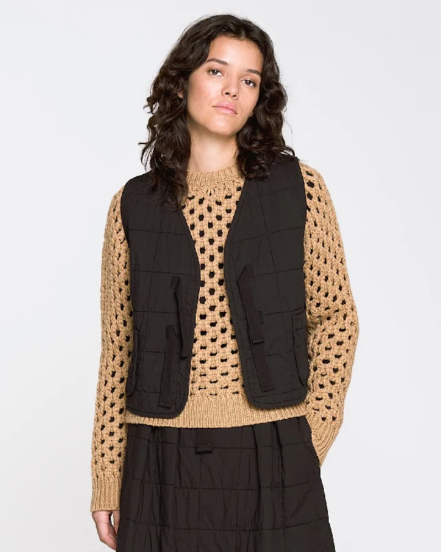 Sweet breath Double-button blazer G.o.D Life Vest Cotton Quilt Black