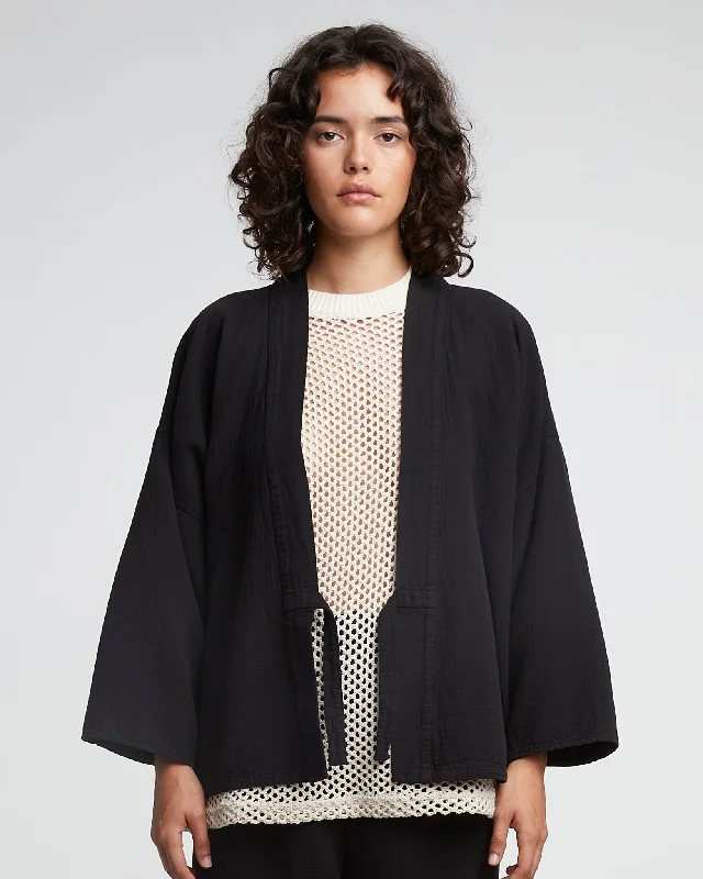 Renaissance Style Quilted work jacket G.o.D Kimono Double Cotton Black