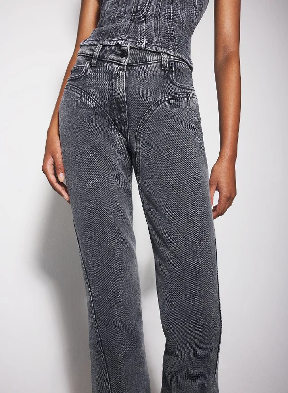 Sports Jumpsuit washed black flared jeans