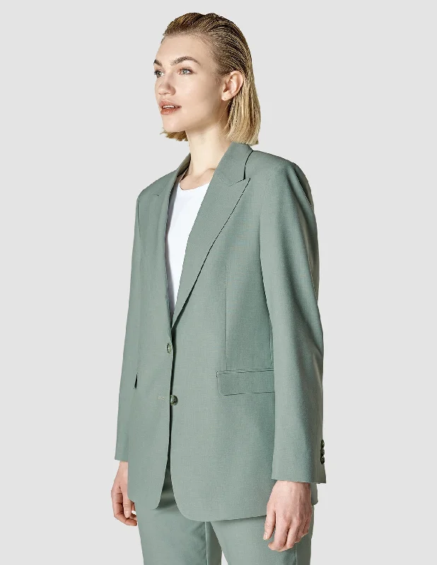 High-end atmosphere Plaid blazer Essential Blazer Calm Green Melange