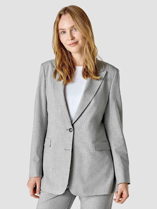 Exquisite workmanship Silk blazer Essential Blazer Light Grey Pinstriped