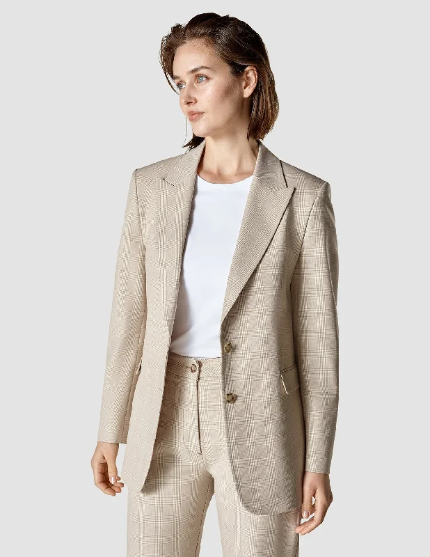 Amazing design Faux leather blazer Essential Blazer Toffee Check