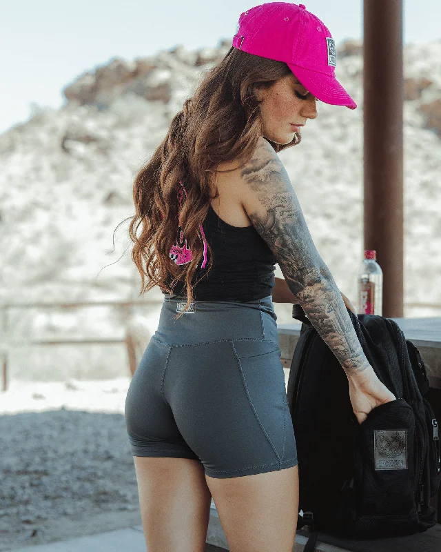 Sports Jumpsuit Yoga crop top Women's 4" Biker Shorts - Charcoal