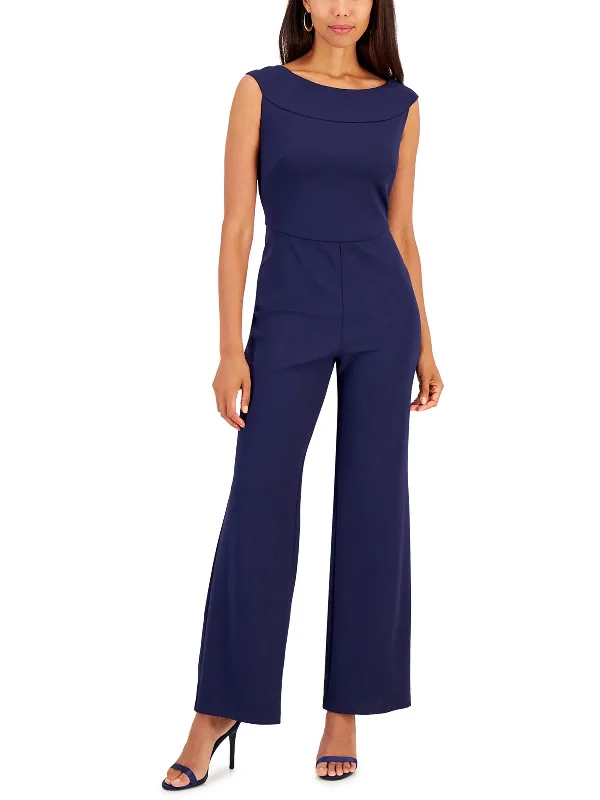Advanced Customization Pleated bodysuit Womens Crepe Boatneck Jumpsuit