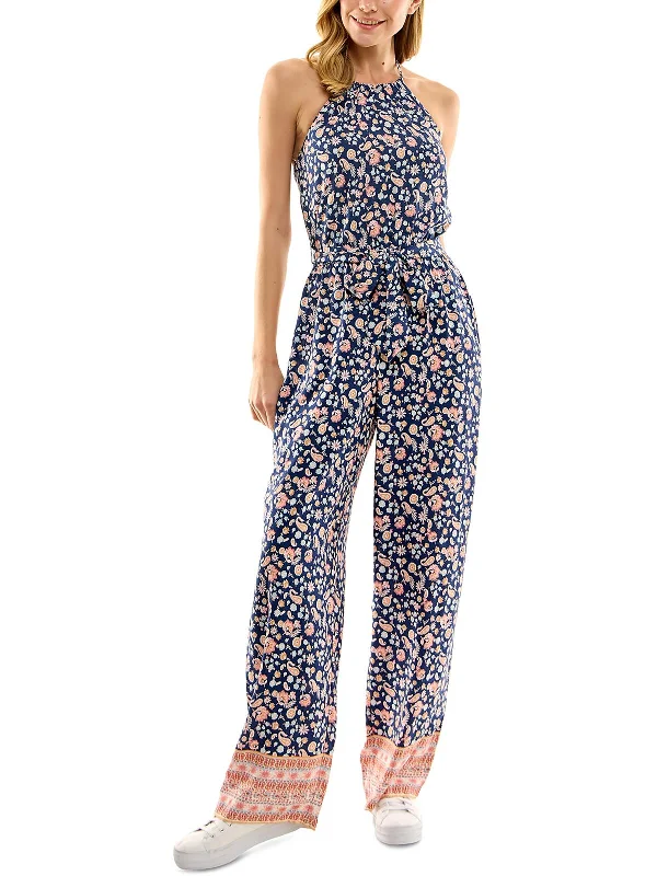 Wandering freely T-shirt bodysuit Womens Halter Wide Leg Jumpsuit