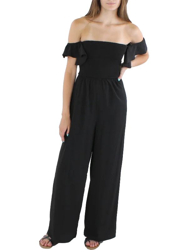 Street Graffiti Design Seamless bodysuit Womens Rouched Wide Leg Jumpsuit