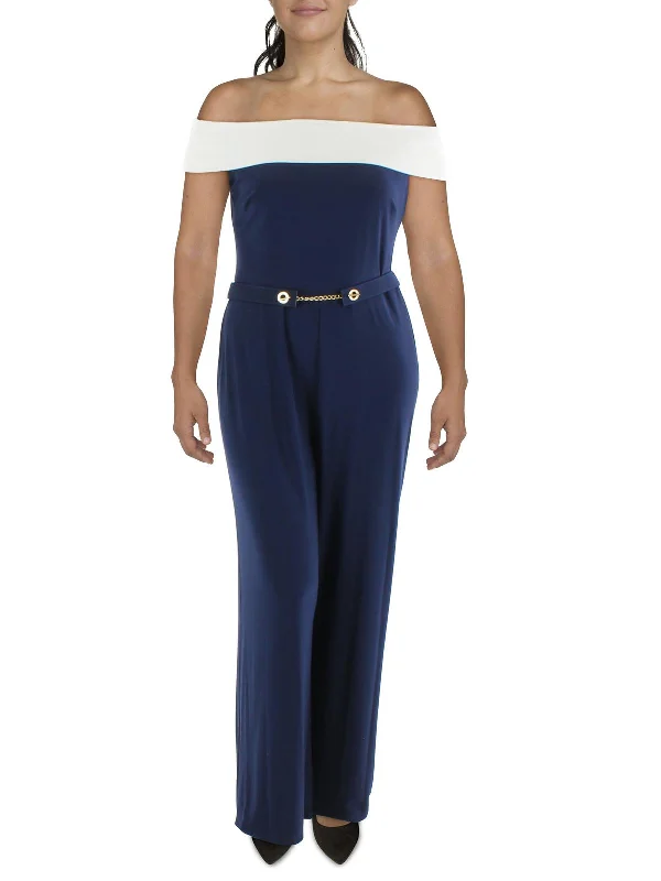 Sports litigation style Button-up bodysuit Womens Two Tone Wide Leg Jumpsuit
