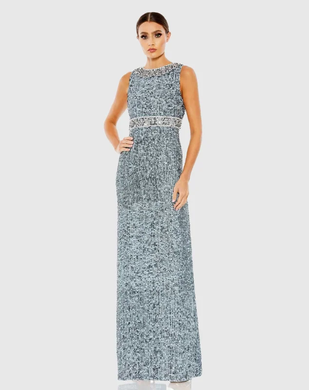 Literary Style Midi sequin cocktail dress Sequined Sleeveless Embellished Neckline Gown Literary Style Midi sequin cocktail dress Sequined Sleeveless Embellished Neckline Gown