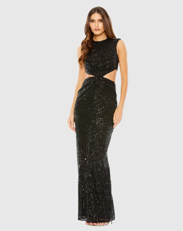 Sports Jacket Soft sequin dress Sequin Twist Cut Out Open Back Gown