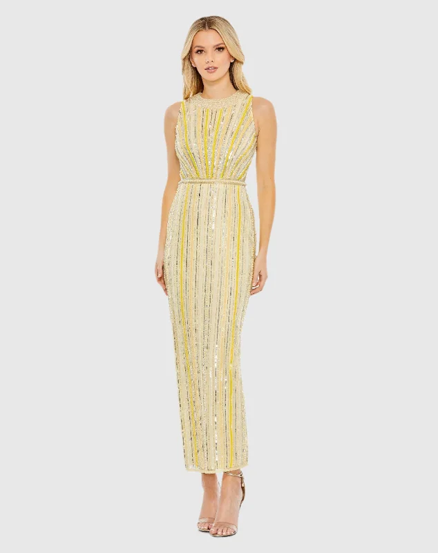 Classic style Sequin maxi dress Embellished Halter Neckline Column Dress