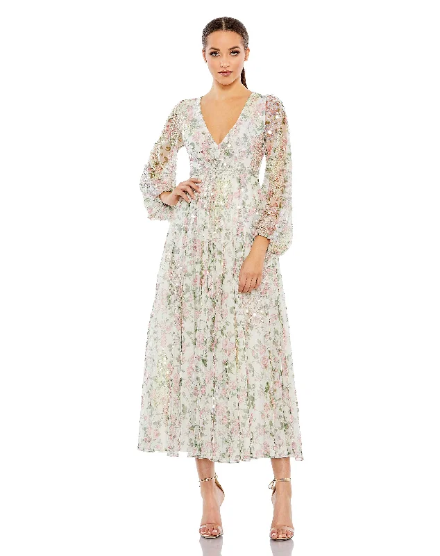 Style Design Sequin halter party dress Embellished Floral Print Faux Wrap A Line Dress Style Design Sequin halter party dress Embellished Floral Print Faux Wrap A Line Dress