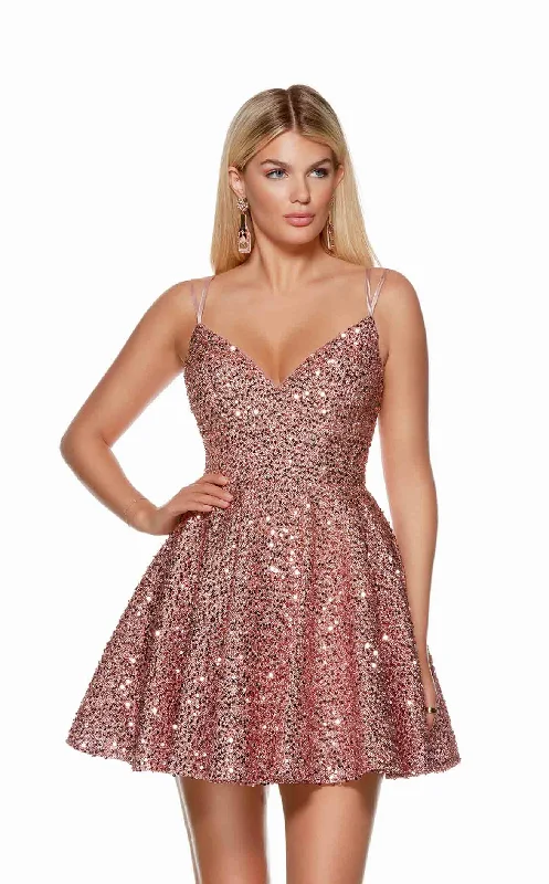 Street Vertical And Horizontal Design Sequin tuxedo dress Alyce 3176 Dress