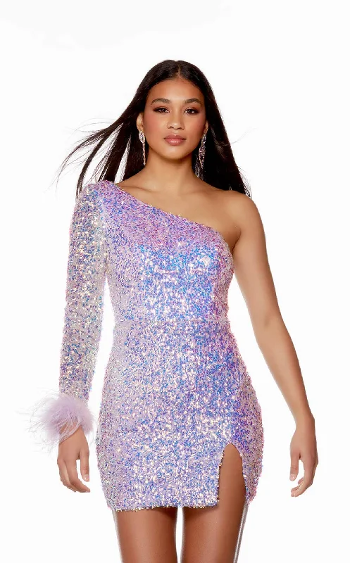 Printed pattern Sequin gown with train Alyce 4752 Dress