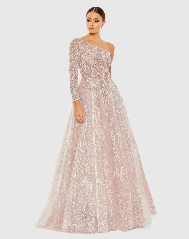 Sports outdoor style Sequin slip dress Embroidered One Shoulder Bodice Ballgown - FINAL SALE Sports outdoor style Sequin slip dress Embroidered One Shoulder Bodice Ballgown - FINAL SALE