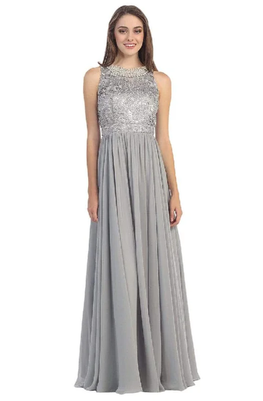 Retro Design Peplum evening dress Eureka Fashion - 5023 Lace Jewel Neck Chiffon A-line Dress Retro Design Peplum evening dress Eureka Fashion - 5023 Lace Jewel Neck Chiffon A-line Dress