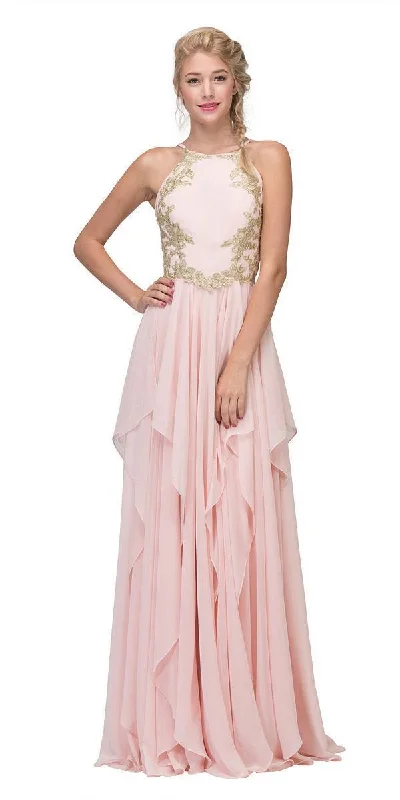 Hooded design Tulle overlay gown Eureka Fashion - 6036 Appliqued Halter Asymmetrical Cascade Gown Hooded design Tulle overlay gown Eureka Fashion - 6036 Appliqued Halter Asymmetrical Cascade Gown