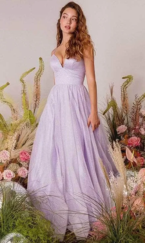 Skirt style Ball skirt evening dress Eureka Fashion 9009 - Glitter Mesh Plunging V-Neck Prom Gown