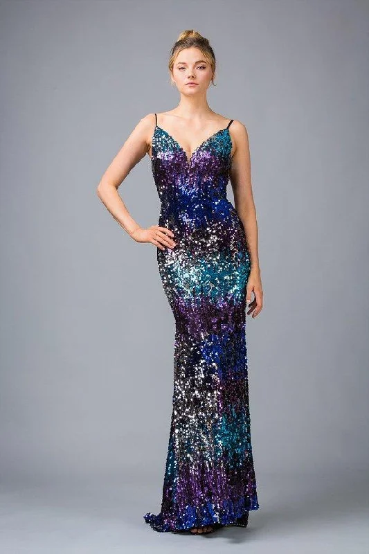 Street Personality Style Long sleeve evening gown Eureka Fashion - 9105 Multi Color Allover Sequin Evening Gown Street Personality Style Long sleeve evening gown Eureka Fashion - 9105 Multi Color Allover Sequin Evening Gown