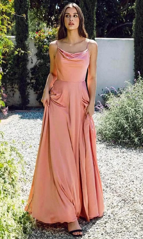 Beautiful Romance Cap sleeve evening dress Eureka Fashion 9916 - Seamed Sleeveless Cowl Neck Long Gown Beautiful Romance Cap sleeve evening dress Eureka Fashion 9916 - Seamed Sleeveless Cowl Neck Long Gown