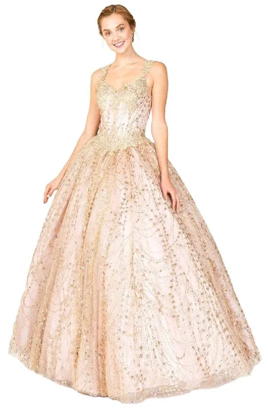 Sports Zipper Style Twisted waist evening dress Eureka Fashion - Embellished V-neck Glitter Ballgown