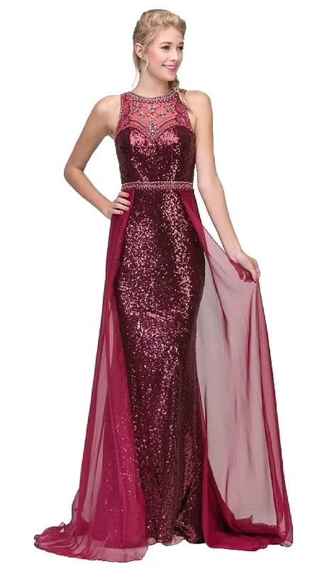 Celebrity Style Boho chic evening dress Eureka Fashion - Sequined Illusion Halter Evening Dress With Sheer Overlay Celebrity Style Boho chic evening dress Eureka Fashion - Sequined Illusion Halter Evening Dress With Sheer Overlay