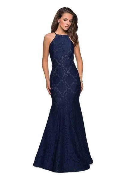 Boutique display Ruffled lace gown La Femme - 27289 Jewel Studded Lace Trumpet Gown