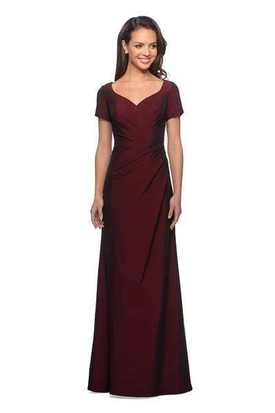 Retro Skirt Design High-neck evening dress La Femme - 27855 Pleat-Ornate Short Sleeve A-Line Dress Retro Skirt Design High-neck evening dress La Femme - 27855 Pleat-Ornate Short Sleeve A-Line Dress
