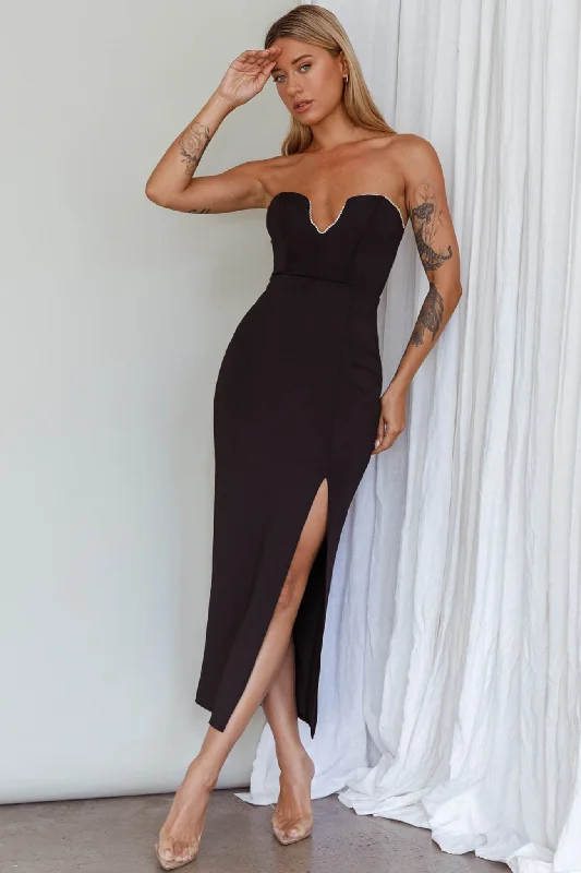 Fashionable and versatile Sequin mini dress Mystic Diamante Neckline Midi Dress Black Fashionable and versatile Sequin mini dress Mystic Diamante Neckline Midi Dress Black