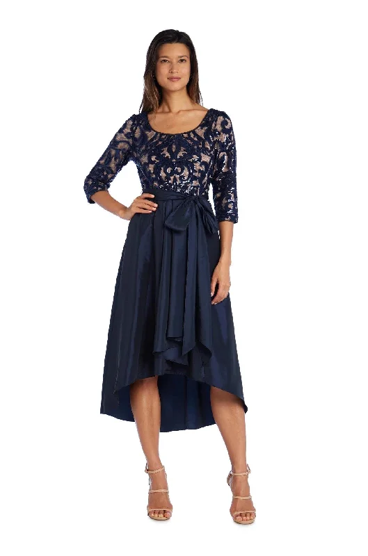 Trendy and versatile Sequin midi dress R&M Richards 5766 High Low Formal Dress