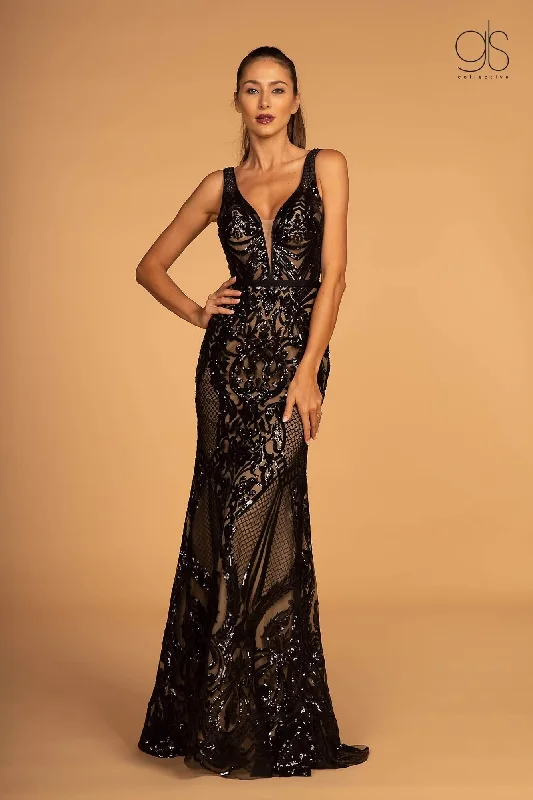 Retro Literary Style Sequin puff sleeve dress Long Formal Lace Evening Party Dress