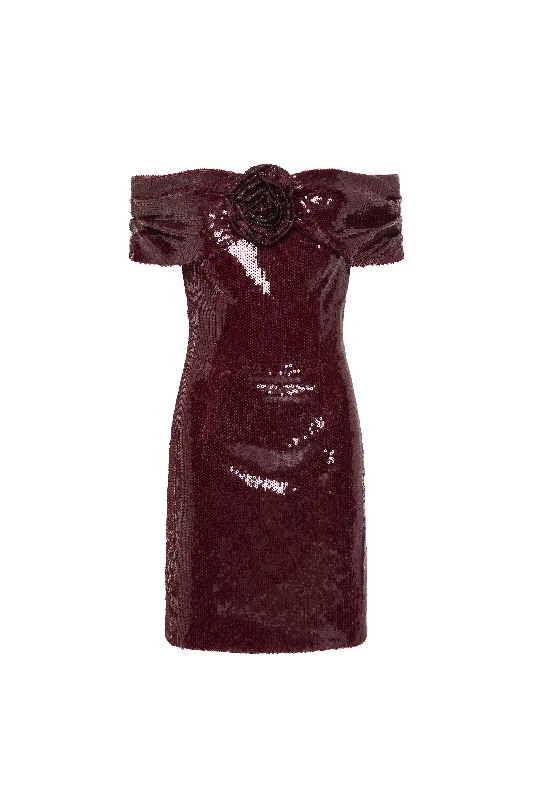 Renaissance Style Sequin flutter sleeve dress Zelda Off The Shoulder Mini Dress