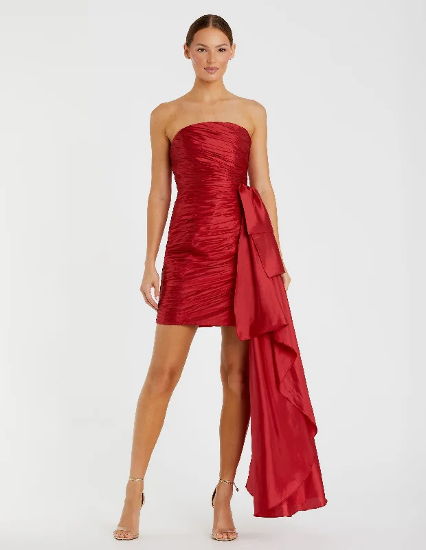 Street Letter Style Boho party dress Strapless Ruched Mini Dress