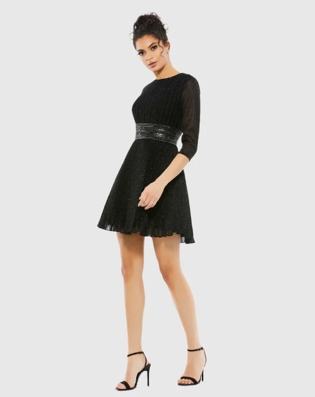 Exquisite workmanship Sequined mini dress Shimmer Infused Pleated Mini Dress