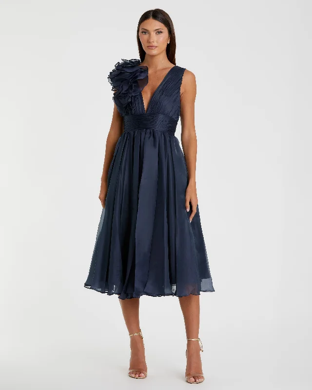 Elegant And Lazy Short lace dress Blue Sleeveless Chiffon A-Line Tea Length Cocktail Dress Elegant And Lazy Short lace dress Blue Sleeveless Chiffon A-Line Tea Length Cocktail Dress