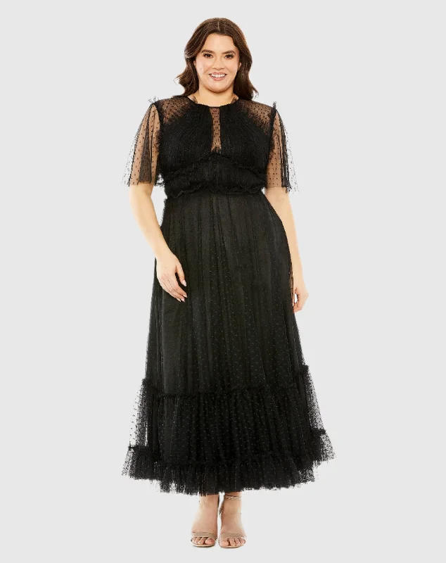 Sports Jacket Halter-neck party dress High Neck Tulle Polka Dot Detail Dress