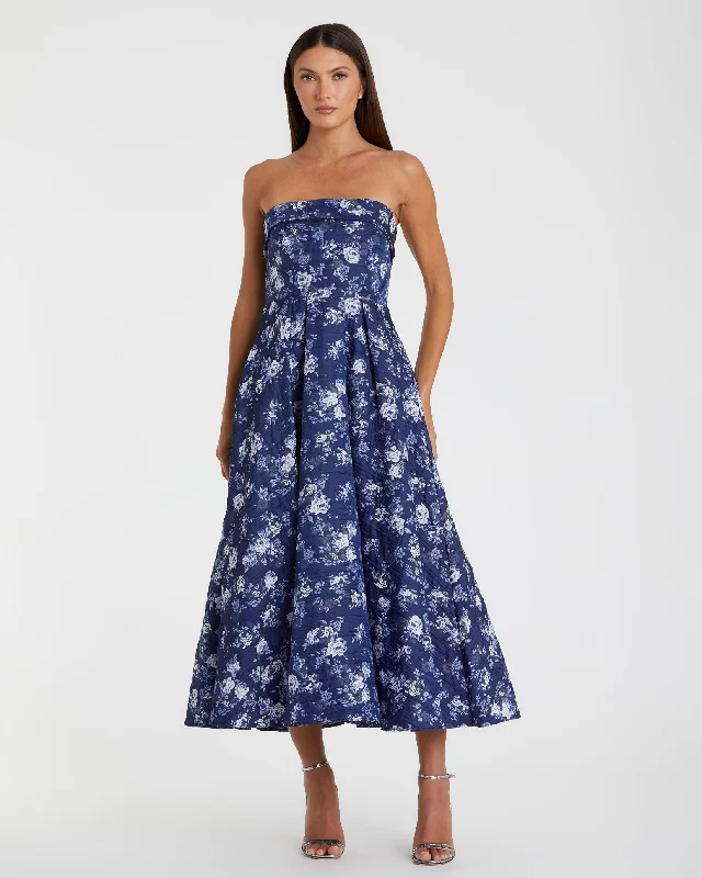 Street Personality Style Mini sequin cocktail dress Strapless Brocade Midi Dress