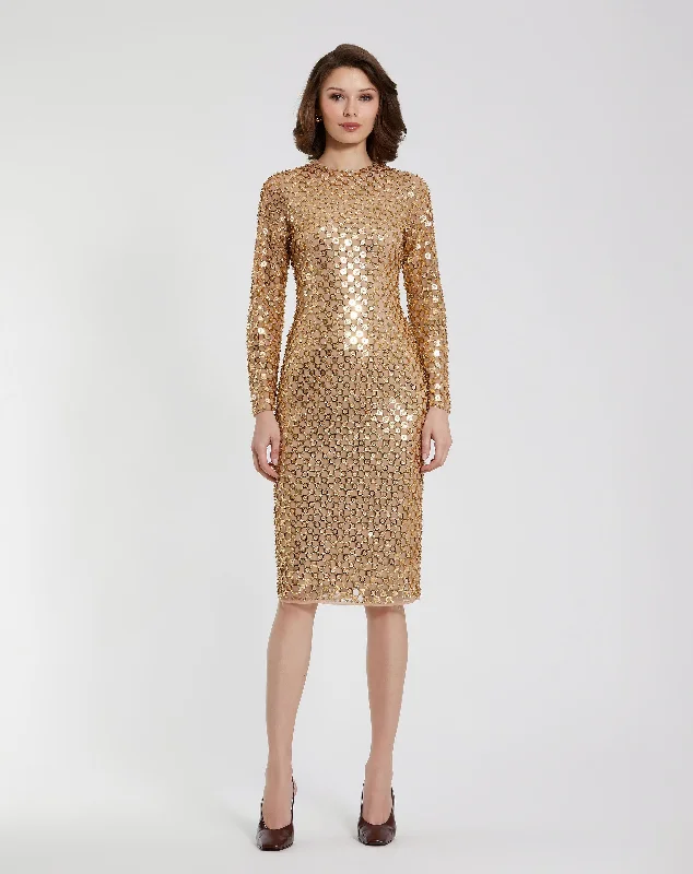 Cool Breeze At Night Beaded fringe dress Beaded Georgette Long Sleeve Fitted Midi Dress Cool Breeze At Night Beaded fringe dress Beaded Georgette Long Sleeve Fitted Midi Dress