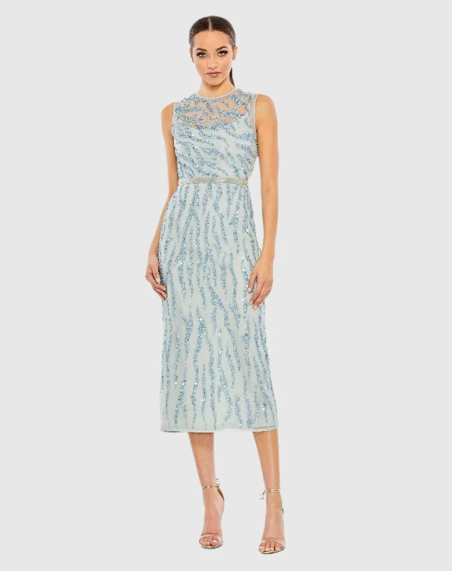 Sports Casual Style Long sleeve party dress Embellished Sleeveless Illusion High Neck Dress Sports Casual Style Long sleeve party dress Embellished Sleeveless Illusion High Neck Dress