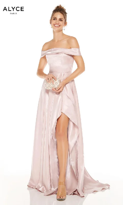 Retro Lace Fabric Draped ball gown Alyce Prom Dress 60626