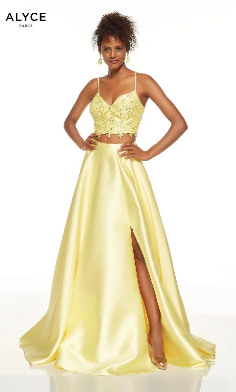 Creative Style Sheer ball gown Alyce Prom Dress 60630