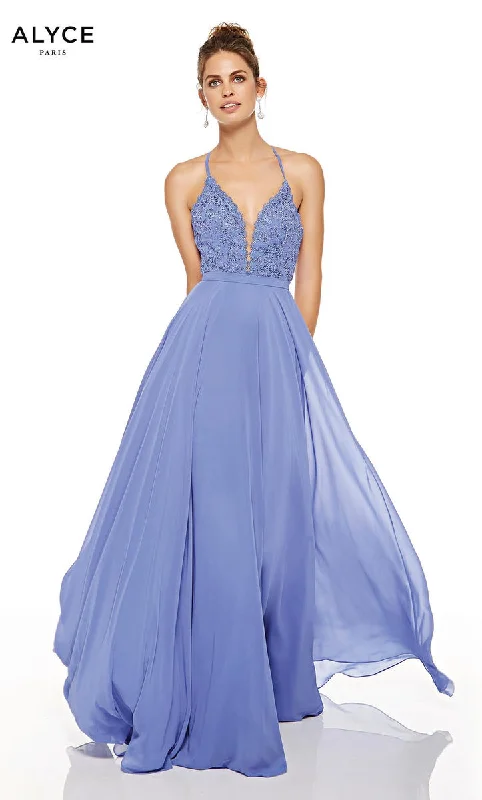 Black And White Style A-line satin ball gown Alyce Prom Dress 60637